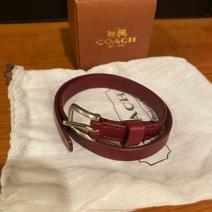 Coach bracelet leather belt 18 inches dark red brown with box